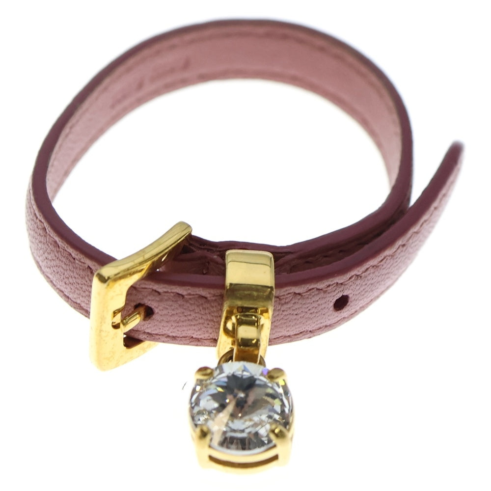 miumiu(ミュウミュウ) ラインストーン レザーブレスレット ピンク×ゴールド レディース