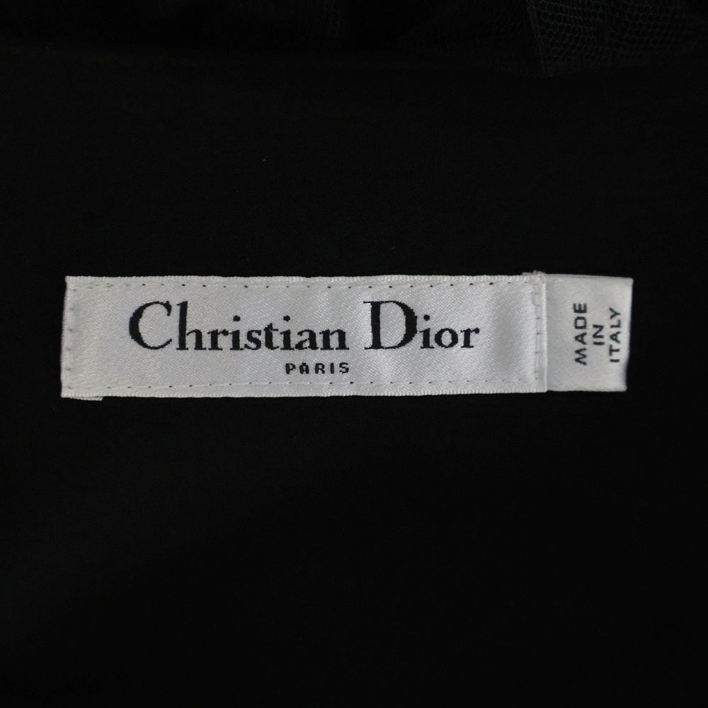 DIOR(ディオール) 24SS ドット柄ナイロンチュールプリーツスカート ブラック 841J50A8810