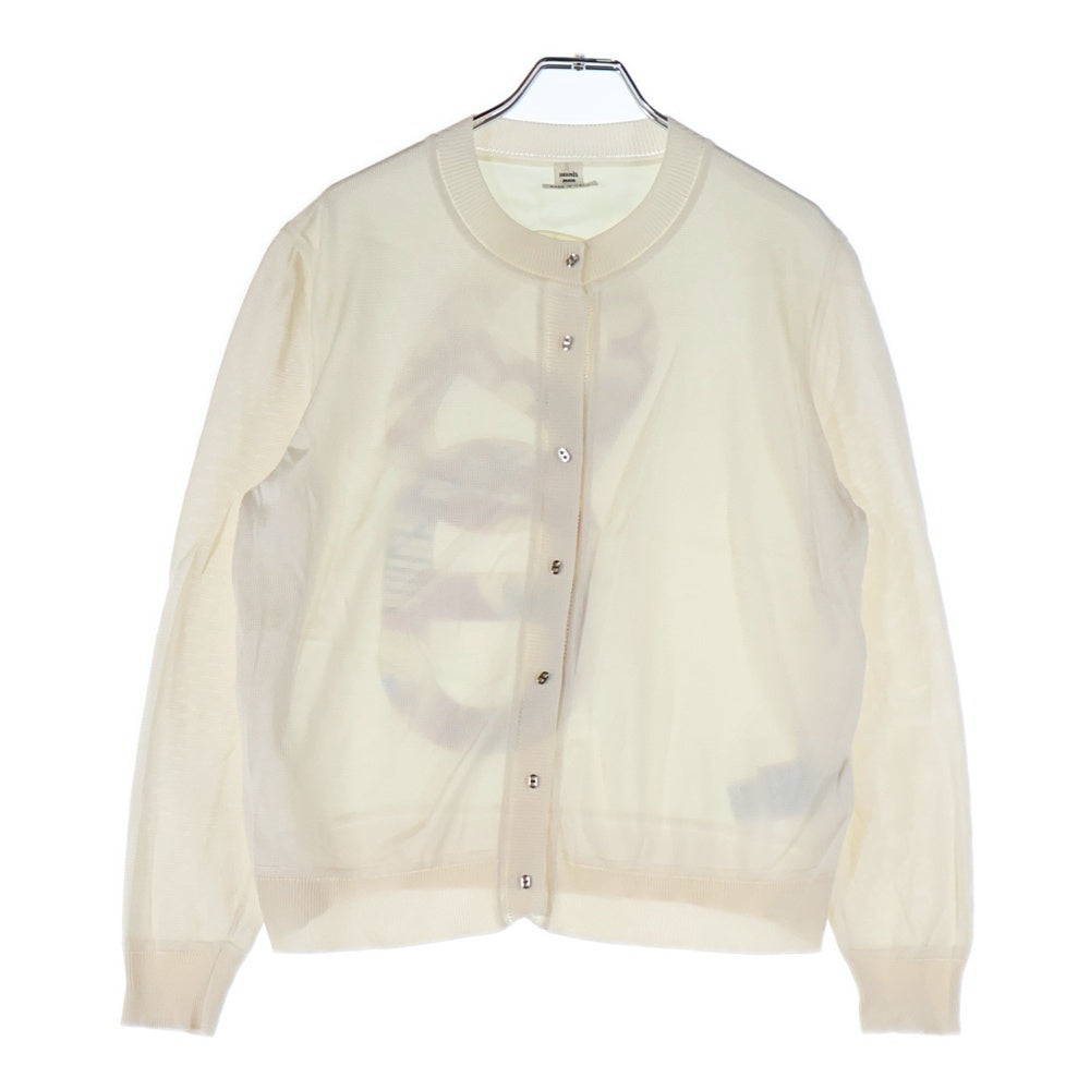 HERMES(エルメス) シェーヌボタン シルク切替バックロゴ刺繍長袖ニット