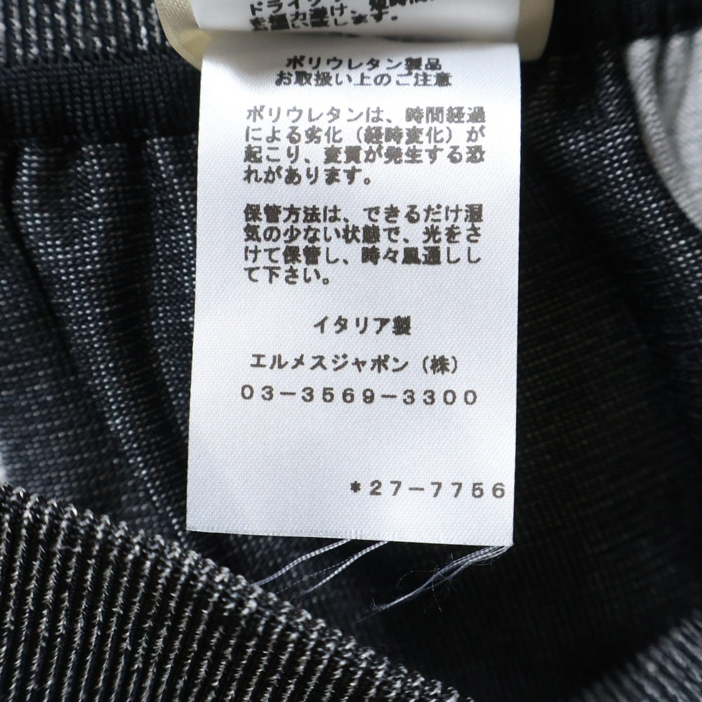 HERMES(エルメス) Le Tresorde Medor Rayure Twilen ツイルレーヌ総柄ニット切替シルクスカート ホワイト/ブラック 2H2836D5