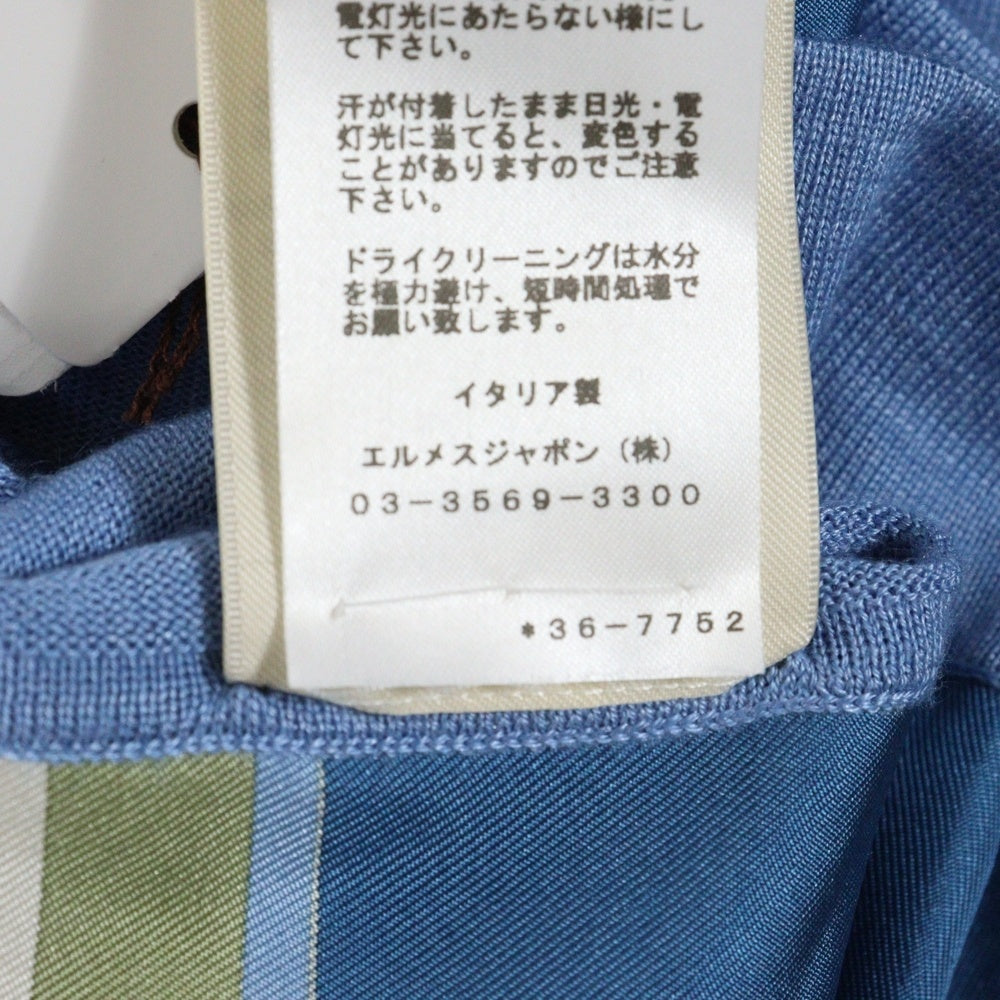 【良品】HERMES エルメス　ミネロー　シルク切り替え　ニットカーディガン HERMES - エルメス マルジェラ期 カーディガン ニット 切替 シルク 総