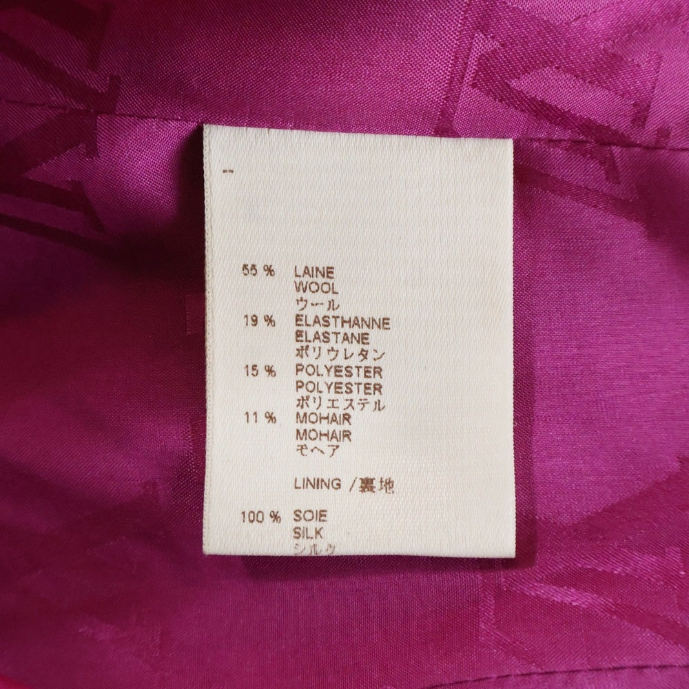 LOUIS VUITTON(ルイヴィトン) 06AW モノグラム ゴールドボタン モヘア混 ウールツイード ノーカラー ショート クロップド ジャケット ピンク レディース RW062A WJJA19WPP