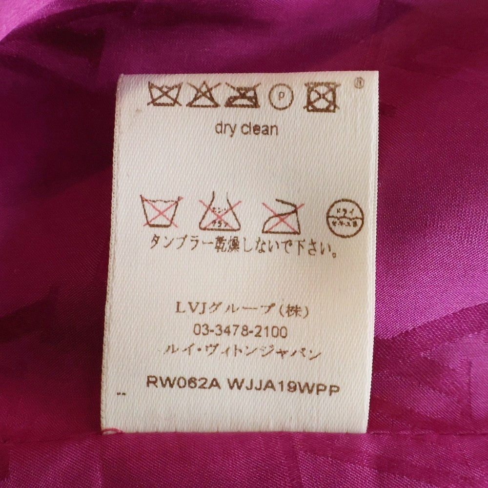 LOUIS VUITTON(ルイヴィトン) 06AW モノグラム ゴールドボタン モヘア混 ウールツイード ノーカラー ショート クロップド ジャケット ピンク レディース RW062A WJJA19WPP