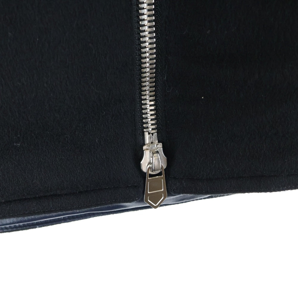 HERMES(エルメス) カシミヤ切り替え スタンドカラー ジップアップ ダウンベスト ブラック/ネイビー