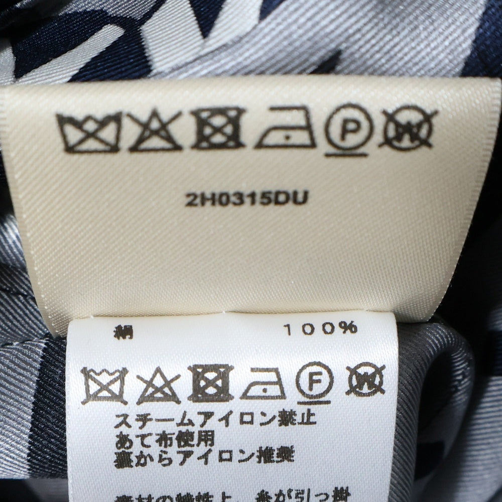 HERMES(エルメス) 22AW シルクスカーフ 柄プリント ミディアムスカート グレー/ネイビー レディース 2H0315DU