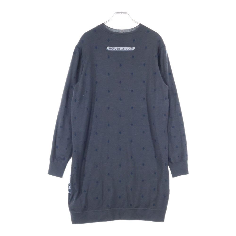 HERMES(エルメス) 22AW HARNAIS DE COUR 宮廷の馬具 ツイルレーヌ ハーネス ドゥ クール シルクスカーフ切り替え カシミヤ 長袖ニットワンピース レディース 2H2825DS