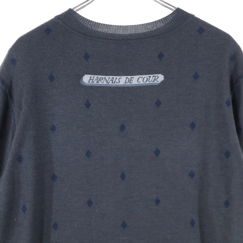 HERMES(エルメス) 22AW HARNAIS DE COUR 宮廷の馬具 ツイルレーヌ ハーネス ドゥ クール シルクスカーフ切り替え カシミヤ 長袖ニットワンピース レディース 2H2825DS