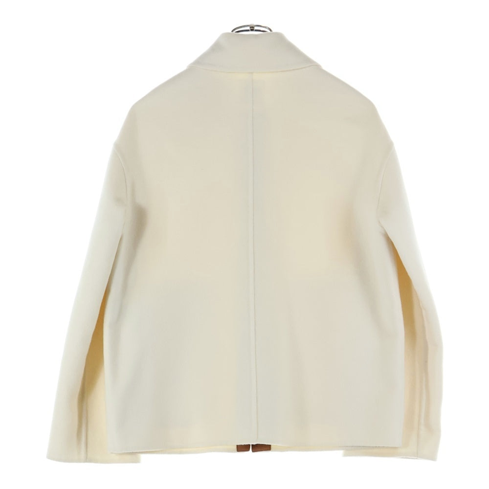 HERMES(エルメス) カシミヤ スタッズ スナップボタン ステンカラー ジャケット ホワイト レディース