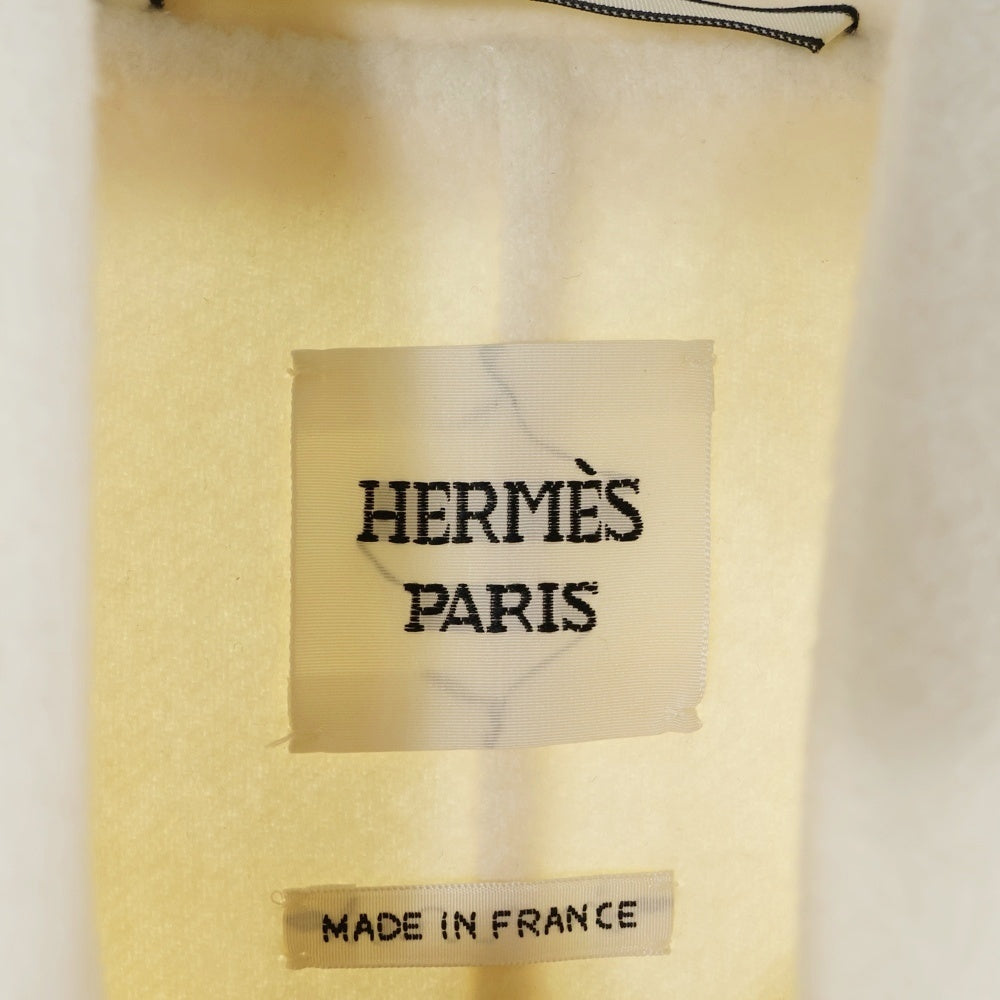 HERMES(エルメス) カシミヤ スタッズ スナップボタン ステンカラー ジャケット ホワイト レディース