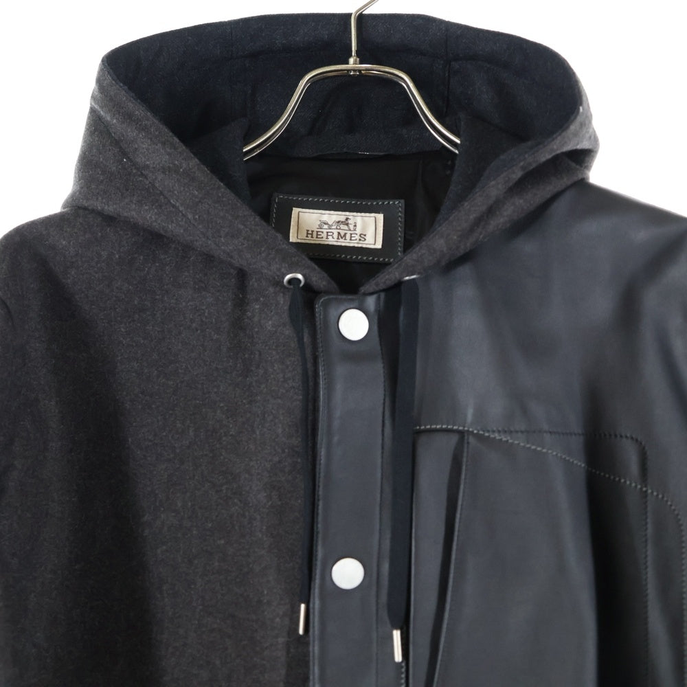 HERMES(エルメス) セリエ スナップボタン カウレザー切り替え カシミヤ