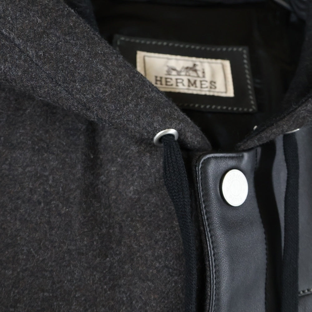 HERMES(エルメス) セリエ スナップボタン カウレザー切り替え カシミヤ