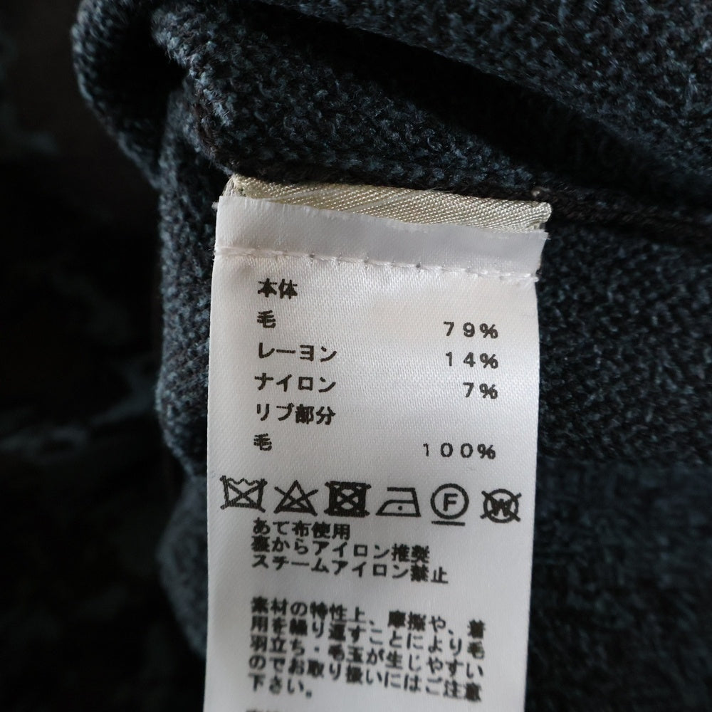 HERMES(エルメス) 総柄ジャガード レーヨン混 ウール ニット 長袖カーディガン ブラウン