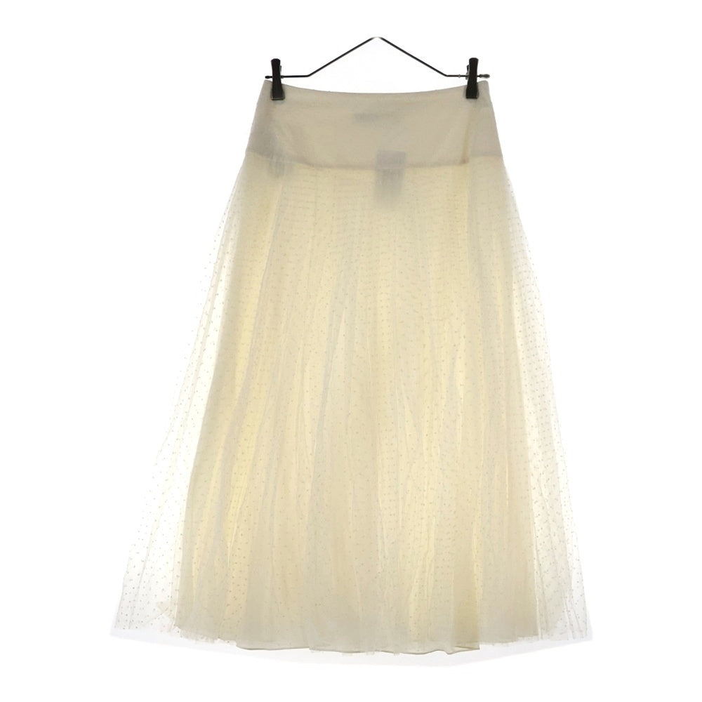 Christian Dior(クリスチャンディオール) ドット総柄 レイヤード チュール レース ミディアム ギャザー フレア スカート ホワイト レディース 841J50A8810