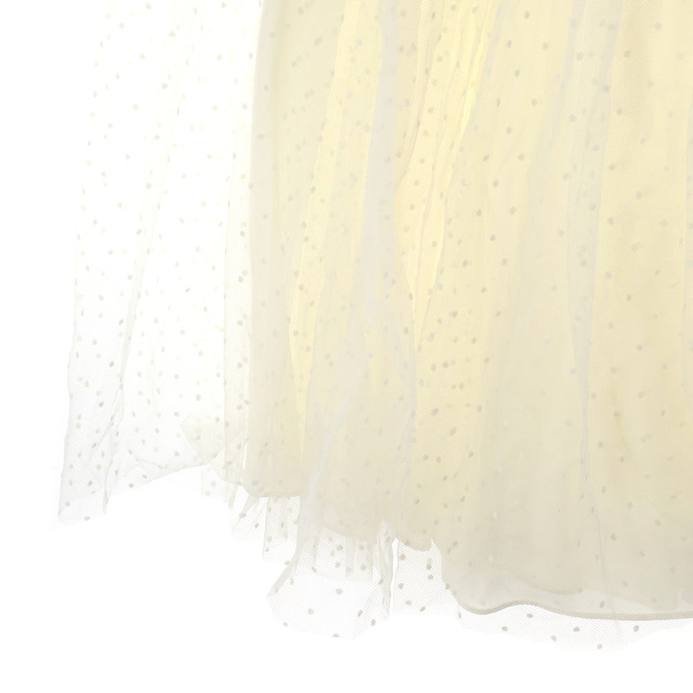 Christian Dior(クリスチャンディオール) ドット総柄 レイヤード チュール レース ミディアム ギャザー フレア スカート ホワイト レディース 841J50A8810