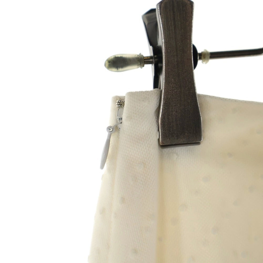 Christian Dior(クリスチャンディオール) ドット総柄 レイヤード チュール レース ミディアム ギャザー フレア スカート ホワイト レディース 841J50A8810