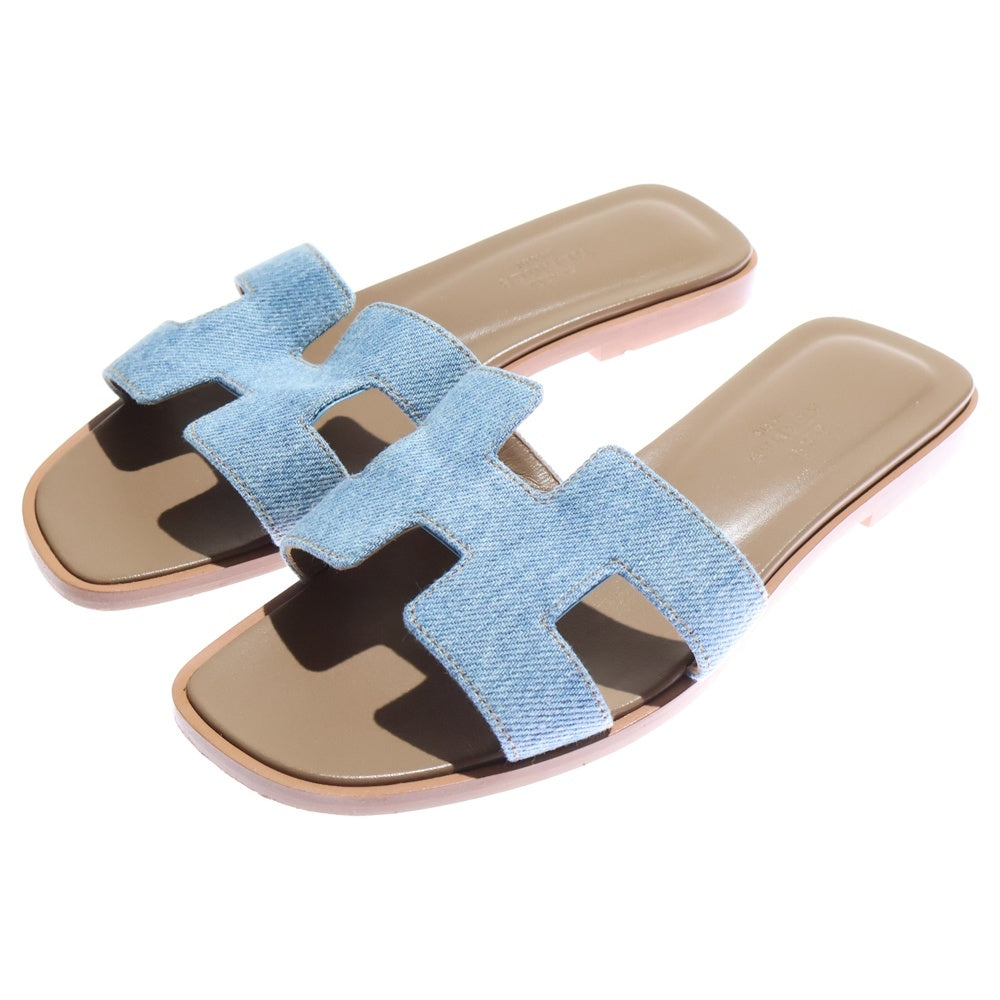 HERMES(エルメス) オラン Hロゴ デニム フラットサンダル シューズ