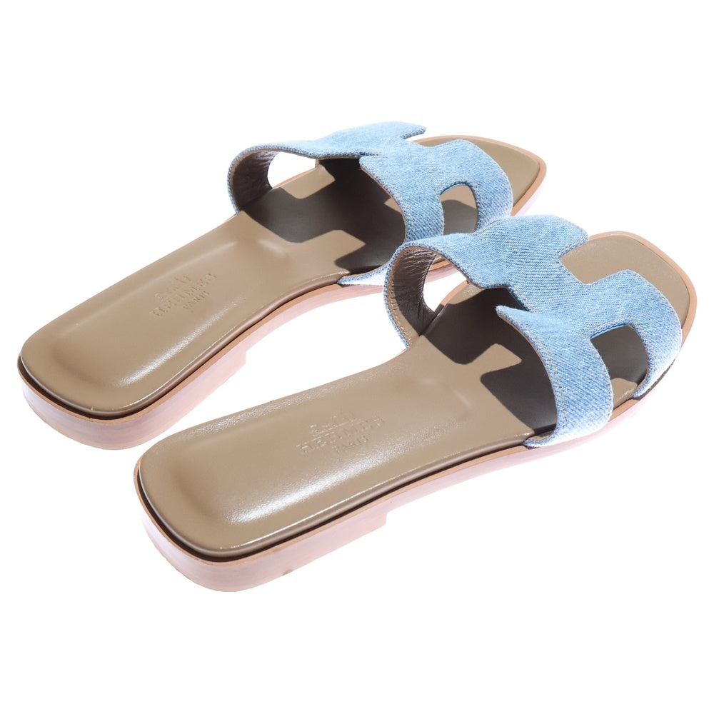 HERMES(エルメス) オラン Hロゴ デニム フラットサンダル シューズ