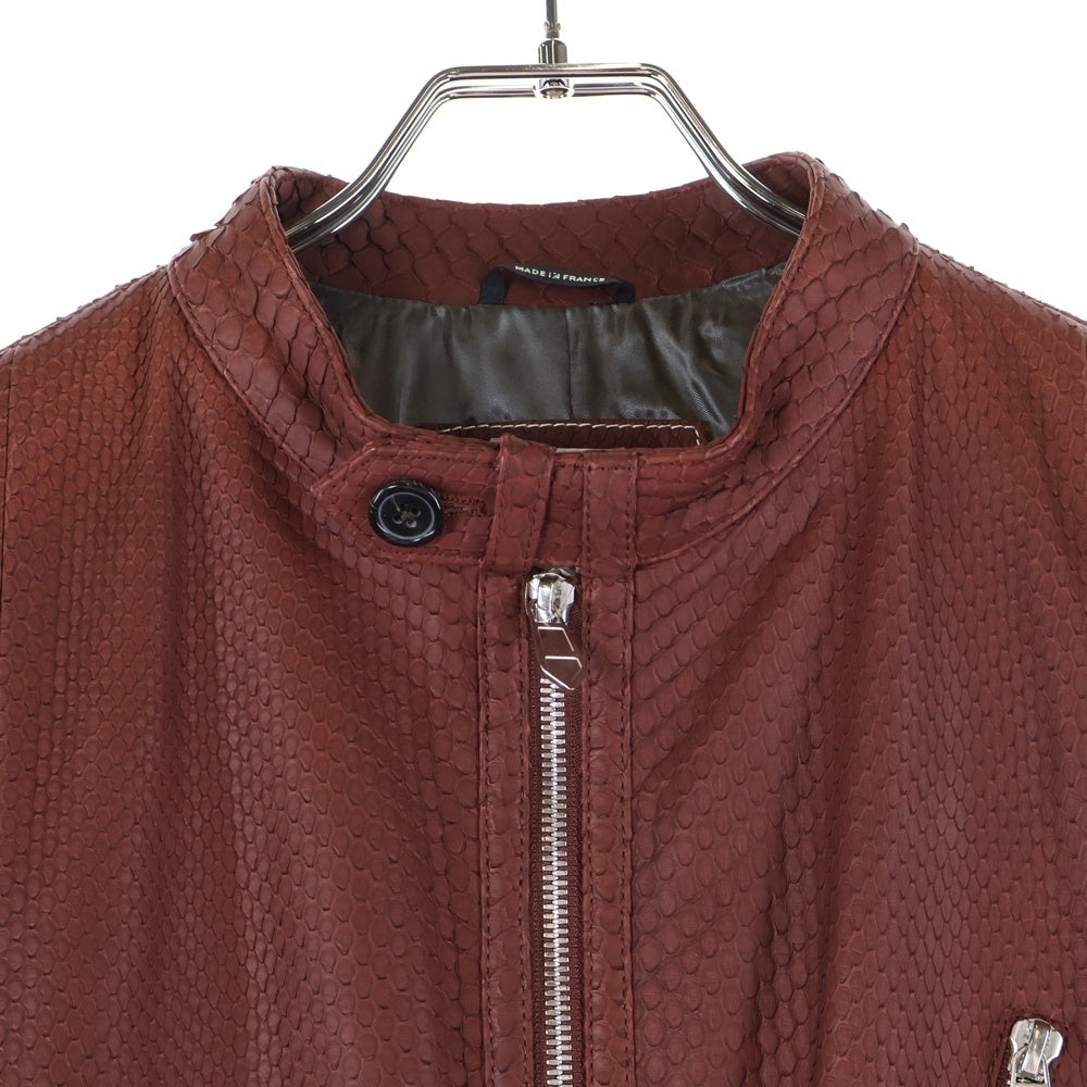 HERMES(エルメス) パイソンレザー ジップアップ シングル ライダース