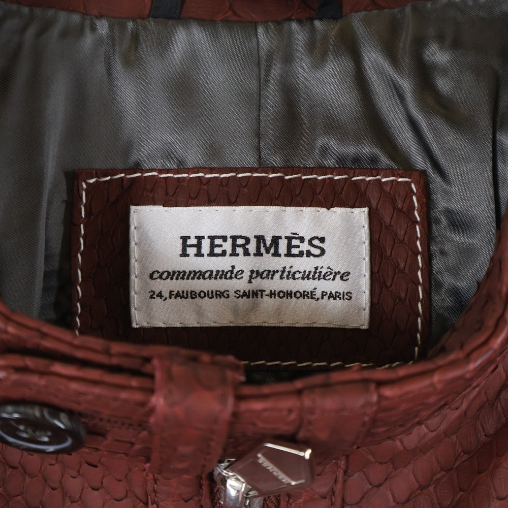 HERMES(エルメス) パイソンレザー ジップアップ シングル ライダース