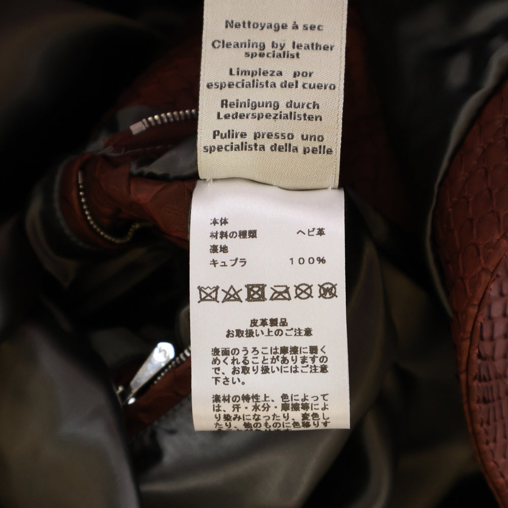 HERMES(エルメス) パイソンレザー ジップアップ シングル ライダース