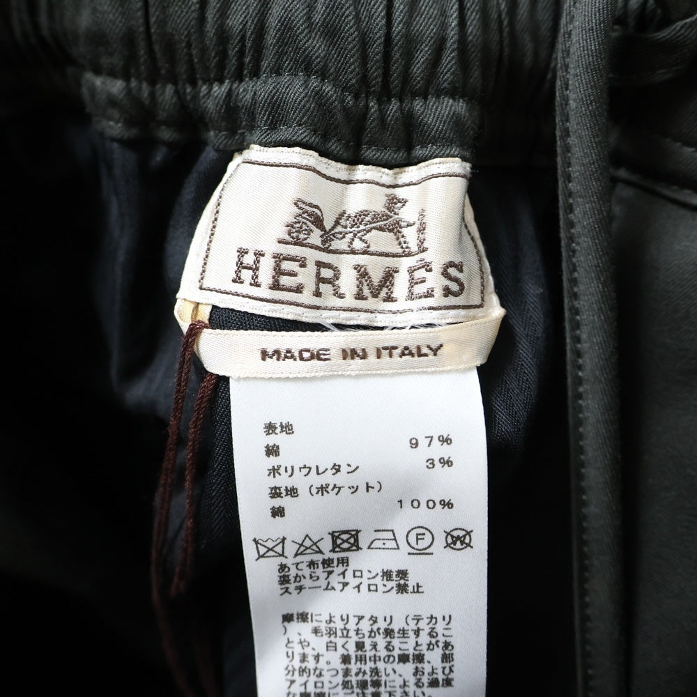 HERMES(エルメス) コットンツイル ドローストリング ハーフ ショート パンツ ショーツ ダークグレー/ブラック レディース