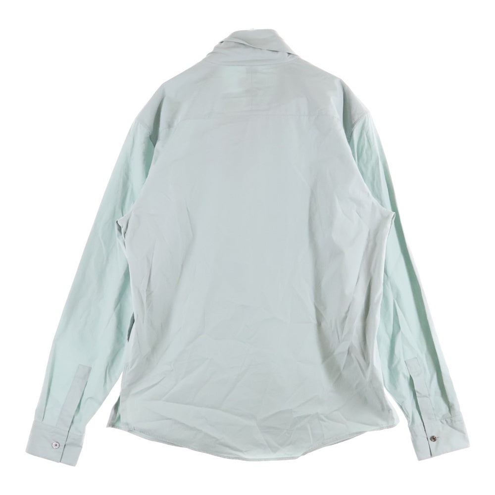 HERMES(エルメス) セリエ カフスボタン 変形 スカーフ スタンドカラー プルオーバー 長袖シャツ ライトグリーン