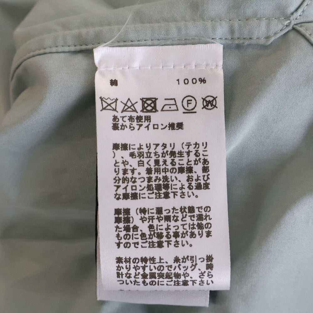 HERMES(エルメス) セリエ カフスボタン 変形 スカーフ スタンドカラー プルオーバー 長袖シャツ ライトグリーン