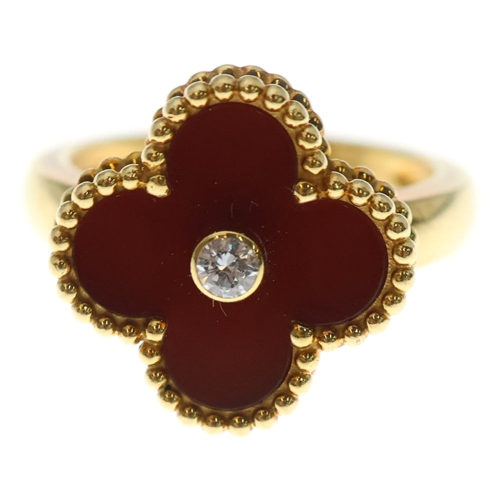 Van Cleef & Arpels(ヴァンクリーフアンドアーペル) ヴィンテージアルハンブラ カーネリアン 1Pダイヤ リング 指輪 AuYG VCARD40853 イエローゴールド レディース