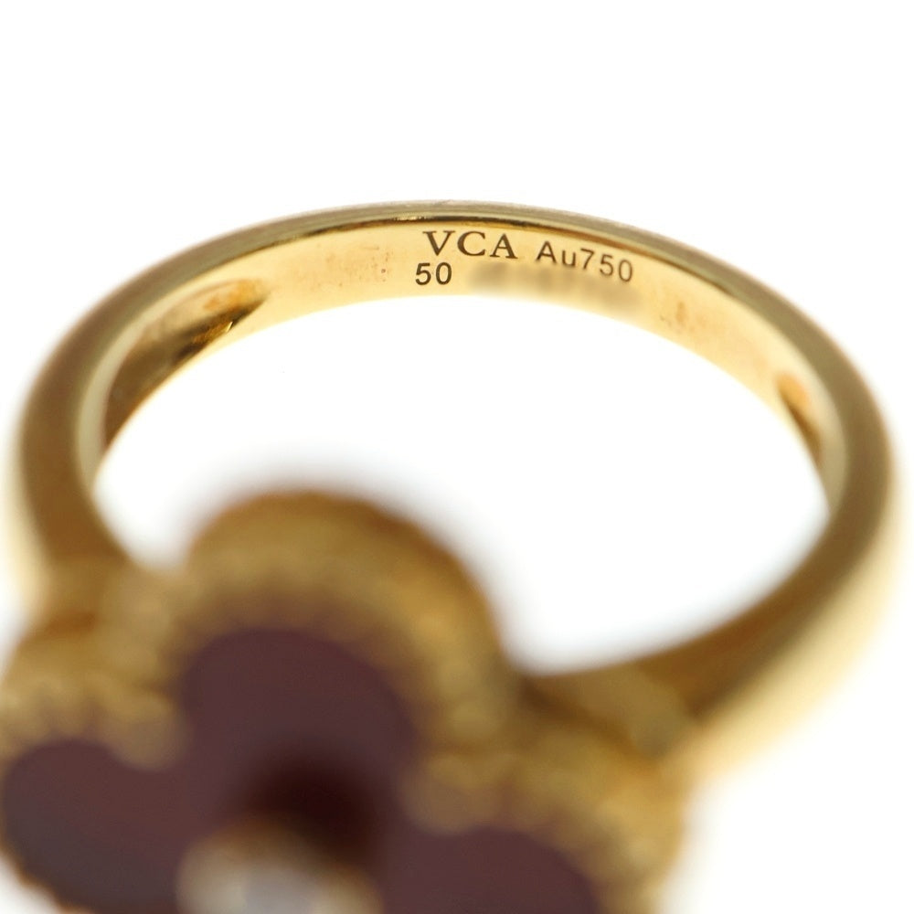 Van Cleef & Arpels(ヴァンクリーフアンドアーペル) ヴィンテージアルハンブラ カーネリアン 1Pダイヤ リング 指輪 AuYG VCARD40853 イエローゴールド レディース