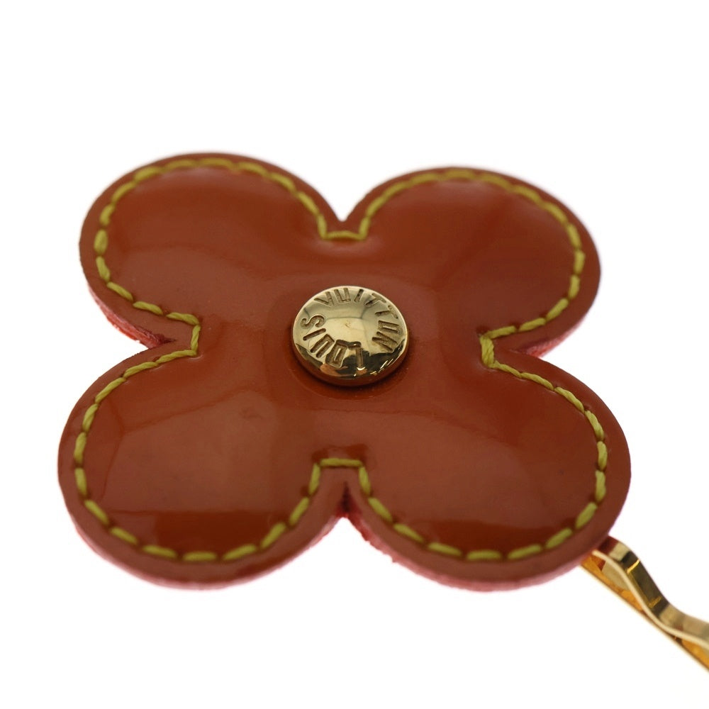 LOUIS VUITTON(ルイヴィトン) ヴェルニ バレッタ・フルール パテントレザーヘアピンセット オレンジ/ベージュ レディース