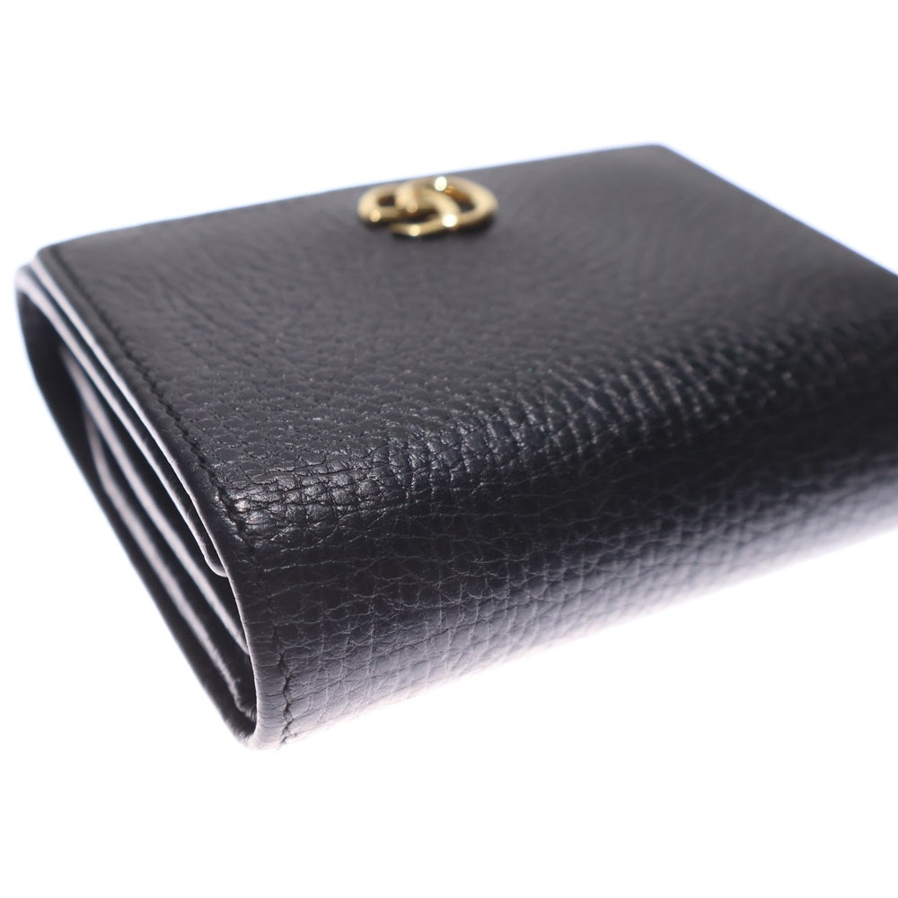 GUCCI(グッチ) GGマーモント ロゴプレート レザー コンパクト
