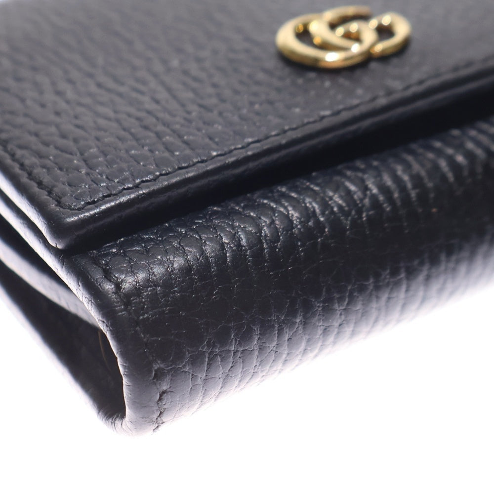 GUCCI 折り財布 コンパクトウォレット ゴールドロゴ マーモント GG GUCCI(グッチ) GGマーモント ロゴプレート レザー コンパクト