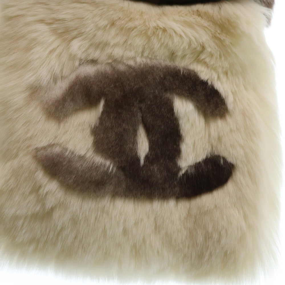 CHANEL(シャネル) ココマーク マフラー ホワイト ブラウン オリラグ×カシミア レディース