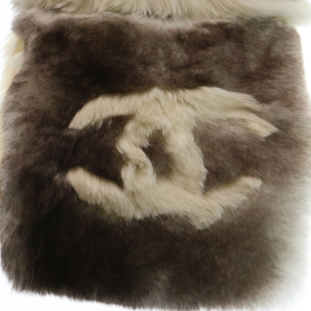 CHANEL(シャネル) ココマーク マフラー ホワイト ブラウン オリラグ×カシミア レディース