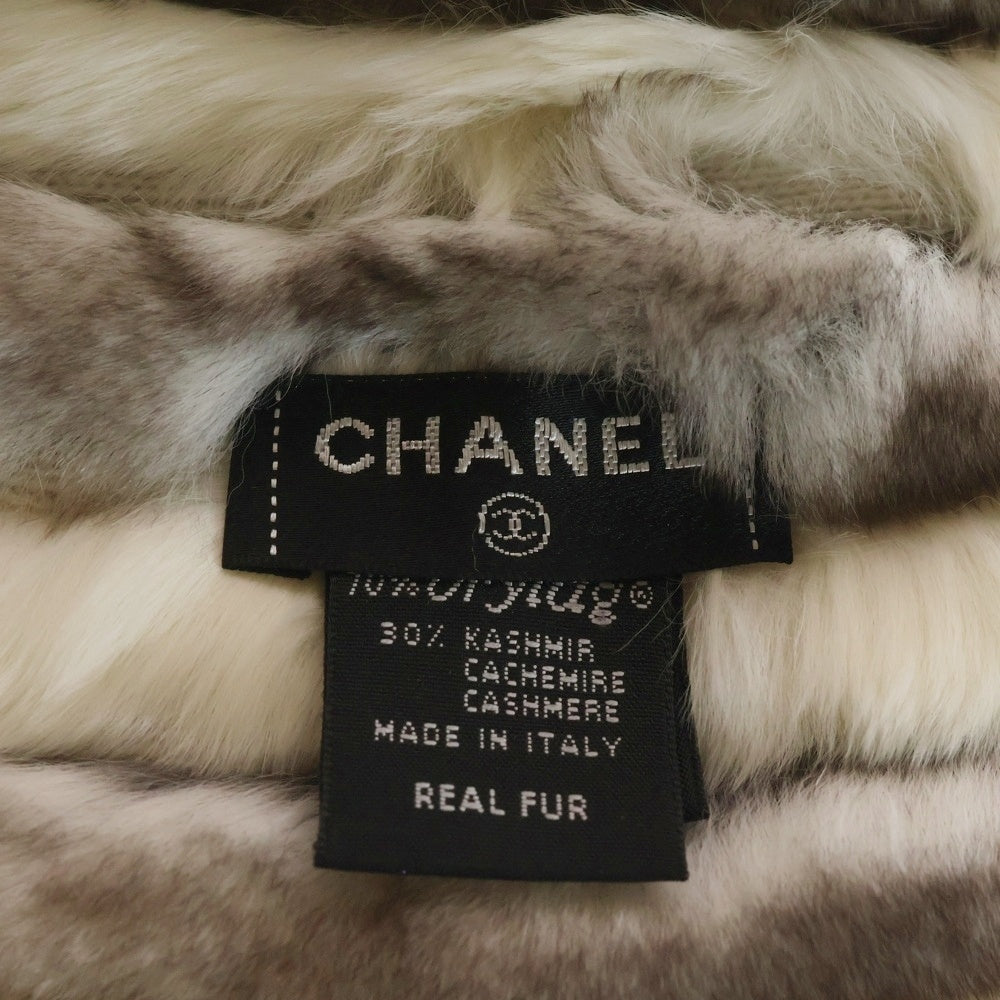 CHANEL(シャネル) ココマーク マフラー ホワイト ブラウン オリラグ×カシミア レディース