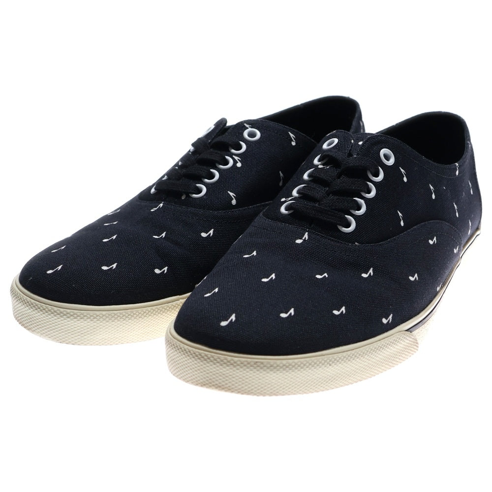 CELINE(セリーヌ) 19SS ELLIOT エリオット 音符 総柄プリント キャンバス レースアップ ローカットシューズ スニーカー ブラック 400A11