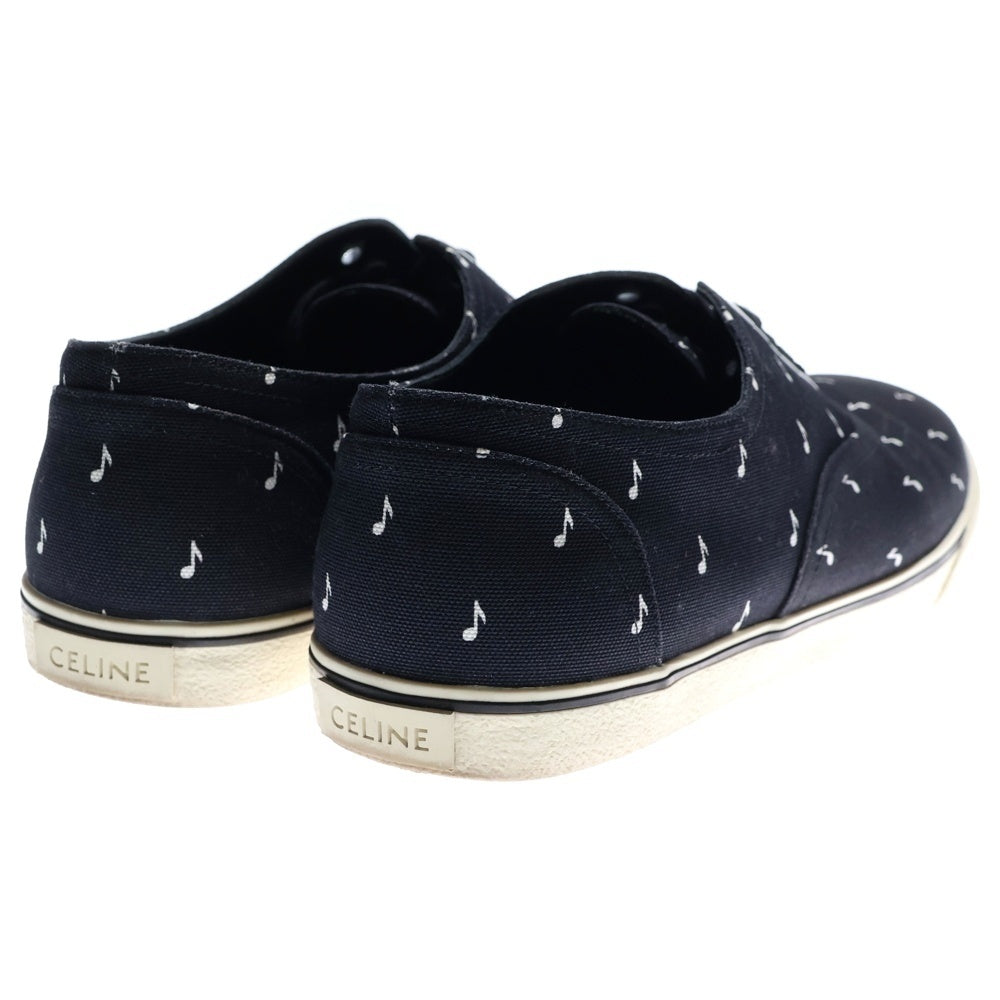 CELINE(セリーヌ) 19SS ELLIOT エリオット 音符 総柄プリント キャンバス レースアップ ローカットシューズ スニーカー ブラック 400A11