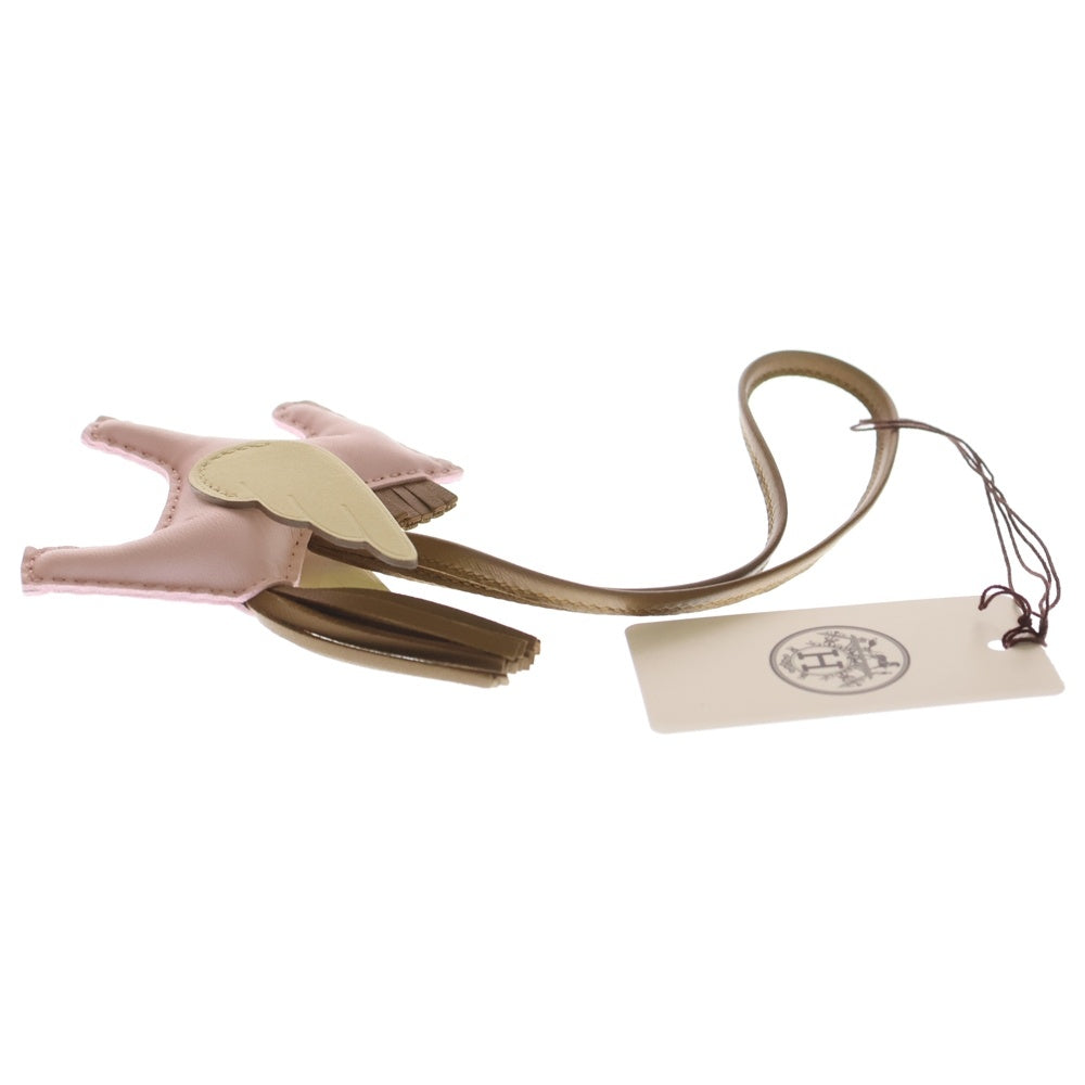 HERMES(エルメス) ペガサスチャームPM バッグチャーム ローズダーリン×クラフト×ジョニューミルトン ピンク×ブラウン×パステルイエロー アニョーミロ W刻印 レディース