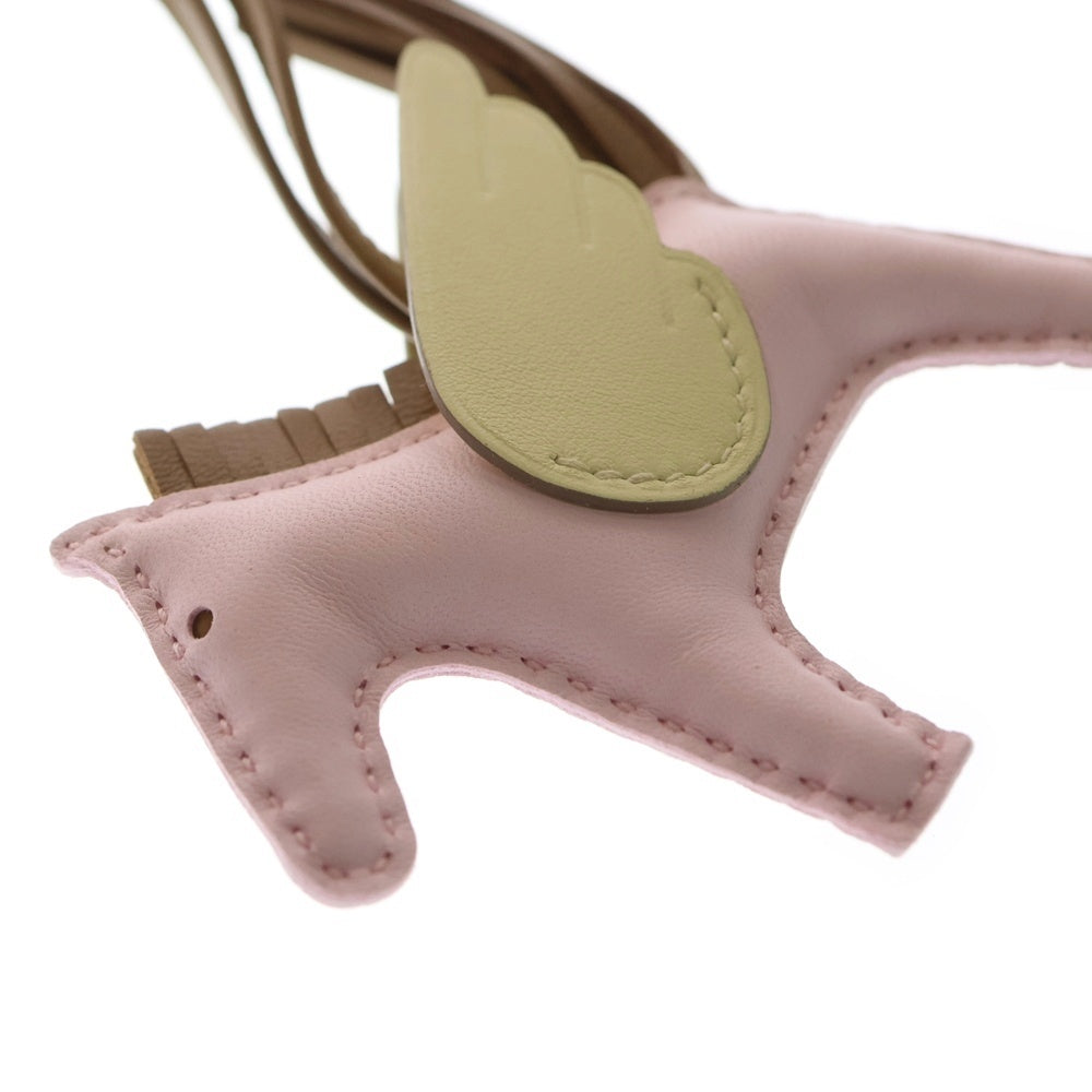 HERMES(エルメス) ペガサスチャームPM バッグチャーム ローズダーリン×クラフト×ジョニューミルトン ピンク×ブラウン×パステルイエロー アニョーミロ W刻印 レディース