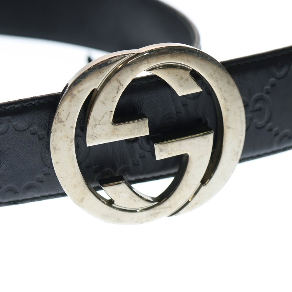 【GUCCI】インターロッキングG ベルト 411924 長尺 120・48 GUCCI(グッチ) インターロッキング ベルト ブラック レザー 411924
