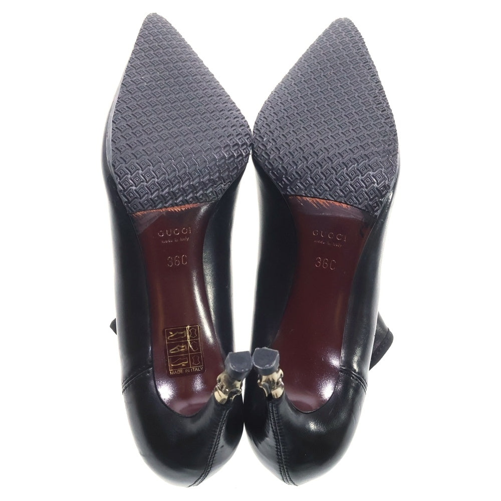 GUCCI(グッチ) バンブーヒール ポインテッドトゥ ラムスキン レザー