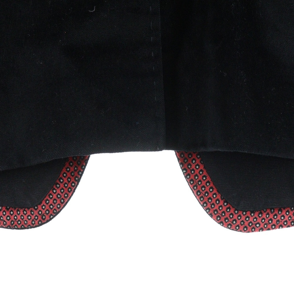 DOLCE & GABBANA(ドルチェアンドガッバーナ) ベロア ベルベット ナロー ピークドラペル 柄切り替え 1B テーラードジャケット ブラック/レッド RJ0483