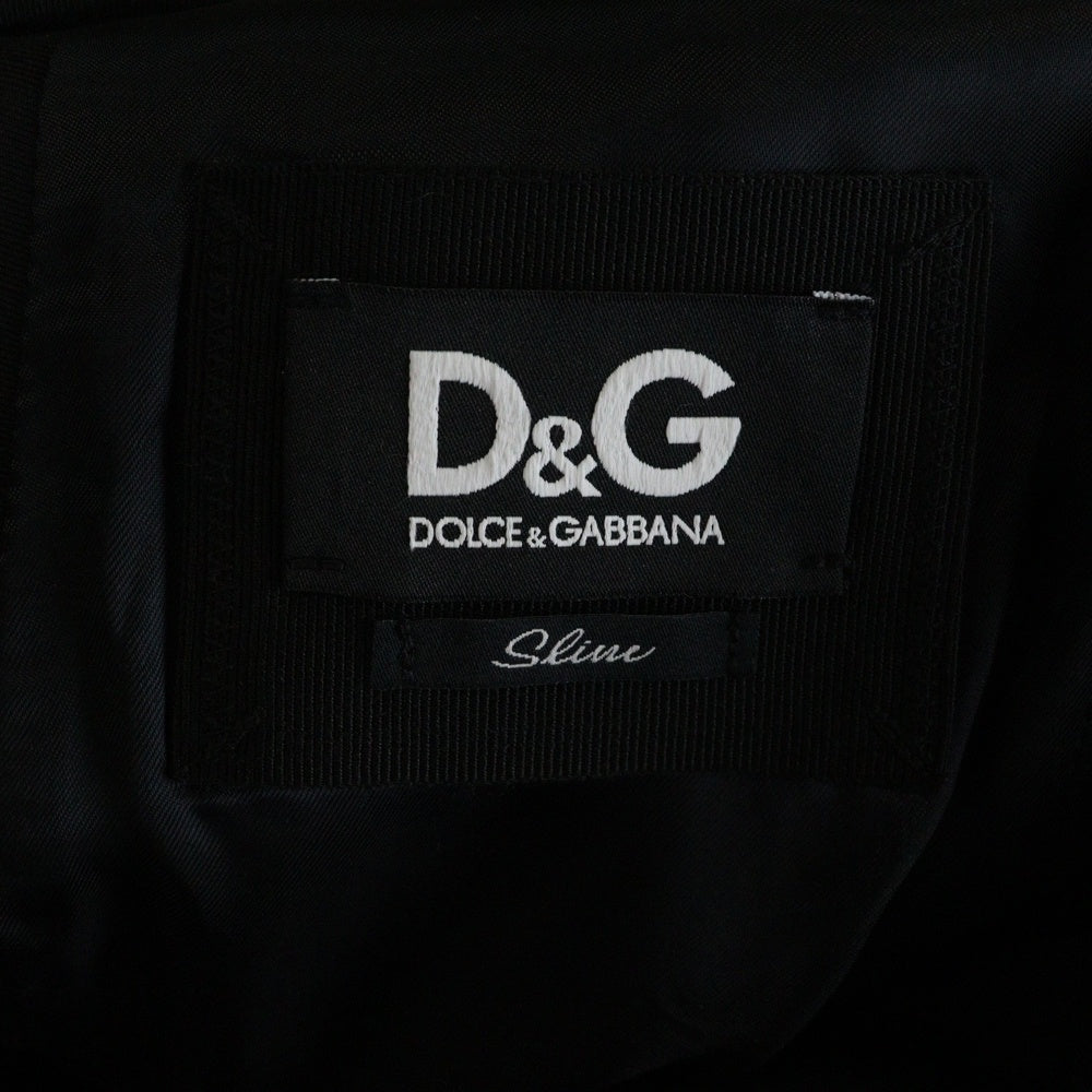 DOLCE & GABBANA(ドルチェアンドガッバーナ) ベロア ベルベット ナロー ピークドラペル 柄切り替え 1B テーラードジャケット ブラック/レッド RJ0483