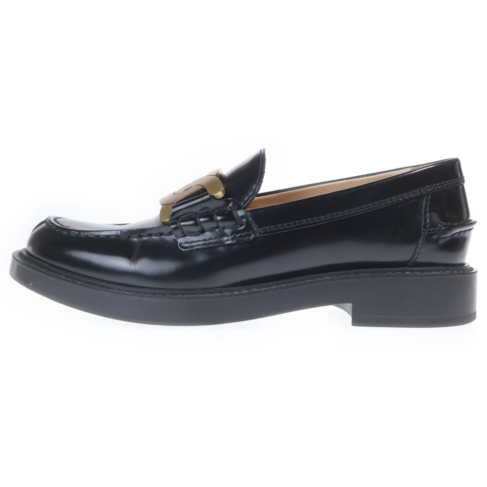 TOD'S(トッズ) ケイト ゴールド金具レザーローファー ブラック レディース