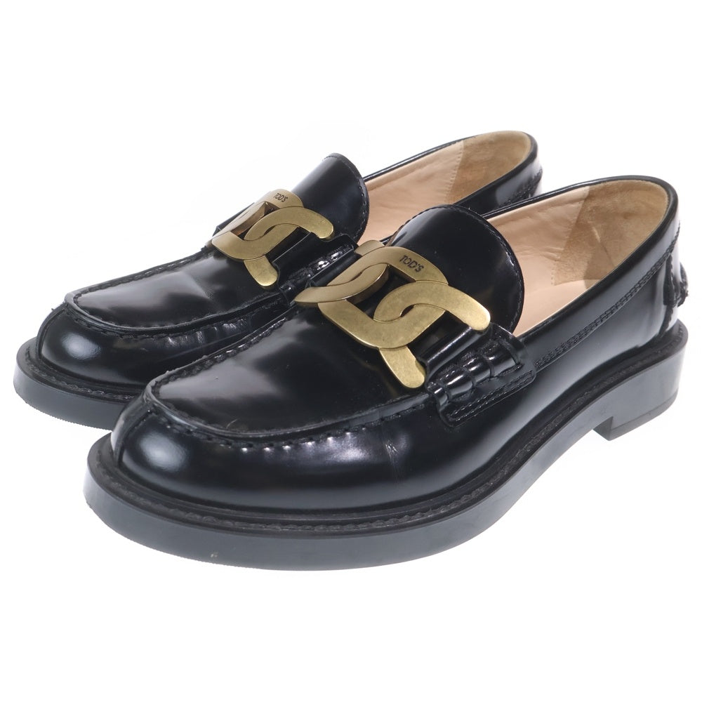 TOD'S(トッズ) ケイト ゴールド金具レザーローファー ブラック レディース