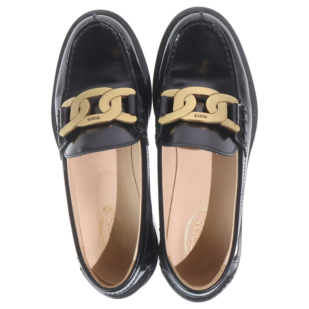 TOD'S(トッズ) ケイト ゴールド金具レザーローファー ブラック レディース