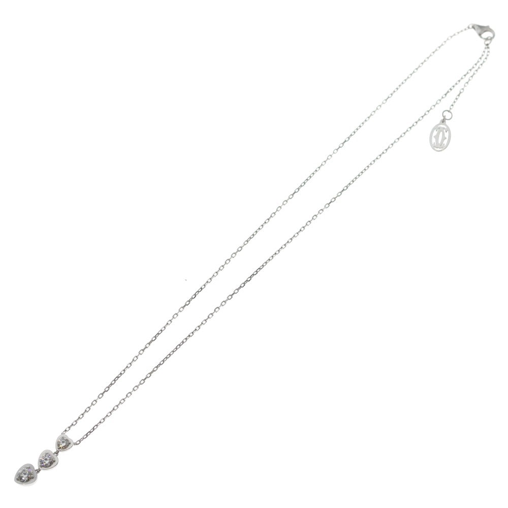 Cartier(カルティエ) ハートモチーフ 3Pダイヤ ネックレス ペンダント チェーン ホワイトゴールド K18WG PY8108