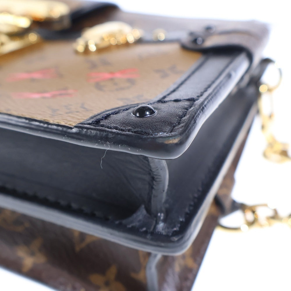LOUIS VUITTON(ルイヴィトン) トランク クラッチ モノグラムリバース PVC レザー チェーンショルダーバッグ ゴールド金具 ブラウン M43596 レディース