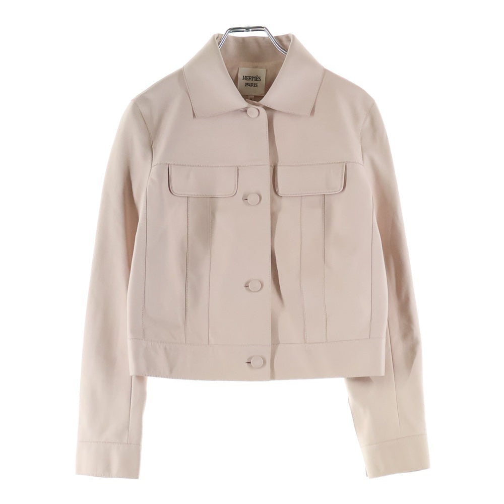 HERMES(エルメス) ラムスキン レザー トラッカージャケット ピンク レディース
