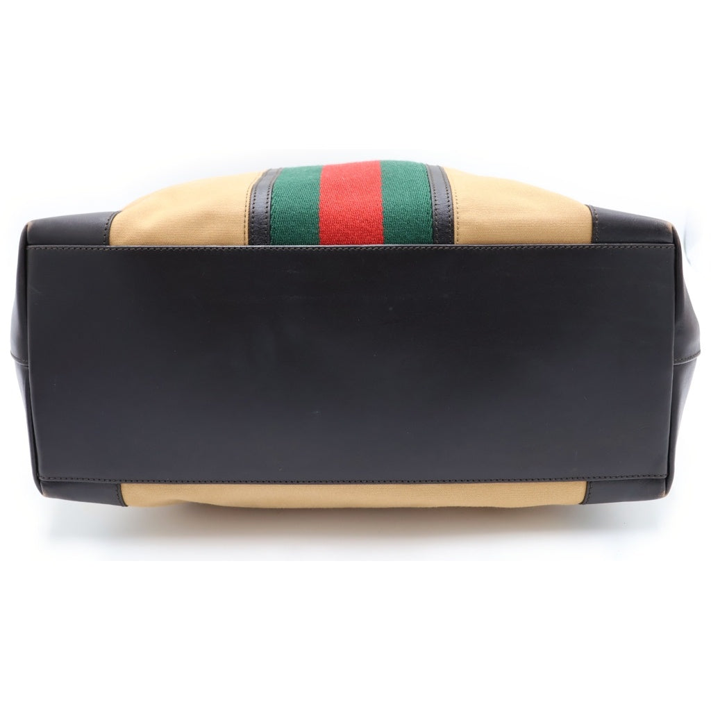 GUCCI(グッチ) トートバッグ ハンドバッグ ブラウン×キャメル キャンバス×レザー 002・1121 ゴールド金具 レディース